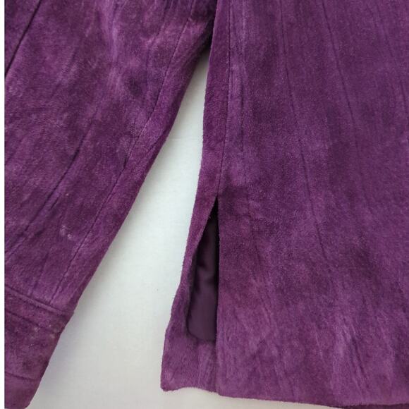 Coldwater Creek Purple Plum Suede Button Up Jacket Fully Lined Women's Size L - Picture 7 of 8